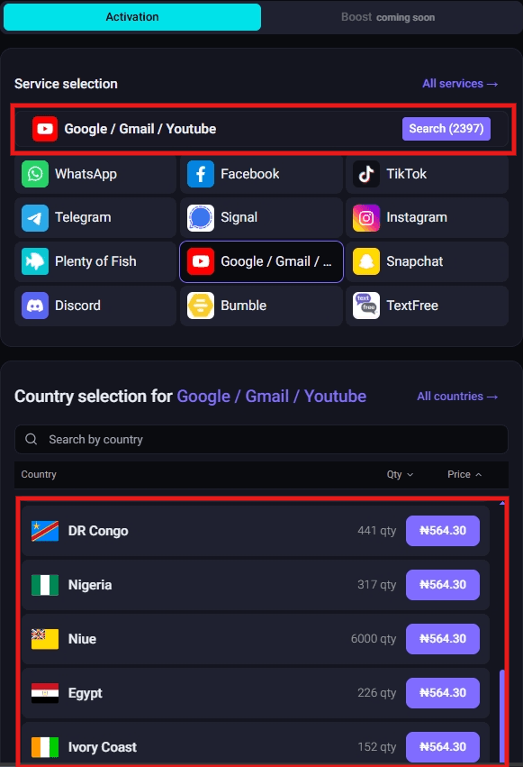 Select Google Service