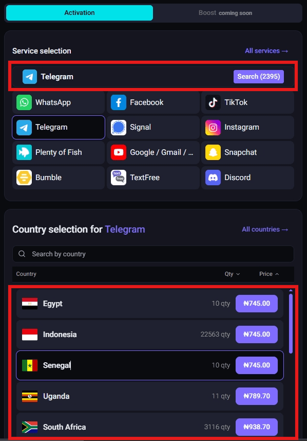 Select Telegram Service