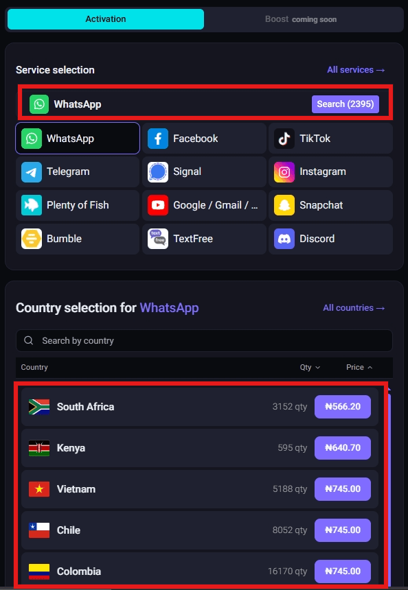 Select WhatsApp Service